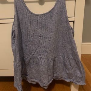 vineyard vines blue peplum ruffle tank top